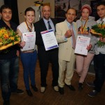 Von links nach rechts die Sieger vom BC Hanseat: Kadir Saim, Elena Qinta, Kabir Ahmed, Hussein Ismail, Calota Hansen und Bujar Aliar mit ihren Preisen und Medaillen.