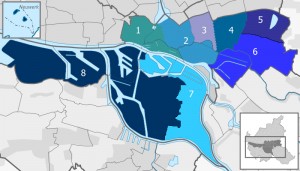 Die acht Wahlkreise im Bezirk Hamburg-Mitte
